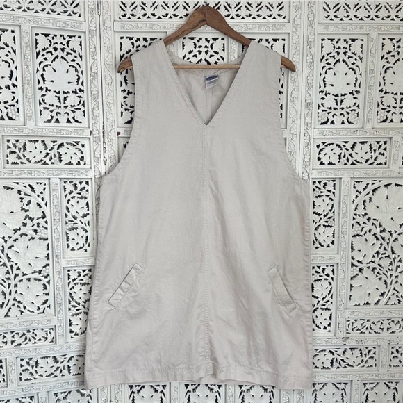 Vintage Neutral V Neck Sleeveless Knee Length Summer Dress Sz XL - Picture 1 of 7
